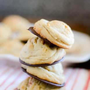 Chewy butterscotch chip cookies with a chocolate surprise underneath!
