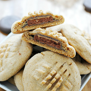 Tagalong-stuffed Peanut Butter Cookies | www.somethingswanky.com