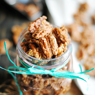 Maple Glazed Pecans are incredibly easy to make and are so delicious on top of ice cream or yogurt, in salads, or on their own!