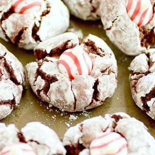 Chocolate Crinkle Candy Cane Cookies