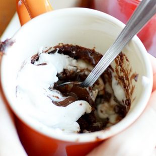 Single Serve Chocolate Molten Lava Mug Cakes made in a minute in the microwave