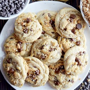 Toasted Coconut & Toffee Chocolate Chip Cookies. This is one of my favorite cookie recipes, because it's so quick and easy and delicious!
