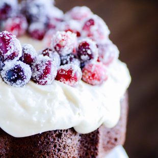 My favorite recipe for a beautifully classic and flavorful gingerbread cake with cream cheese frosting. Add sugared cranberries to dress it up for the holidays!