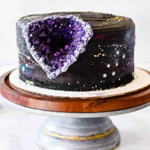 Black Frosting Recipe + Galaxy Geode Birthday Cake